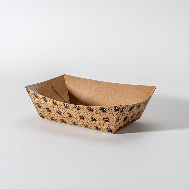 Bandeja de papel Kraft con forma de barco para puestos de comida favoritos